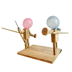 Balloon Bamboo Man Battle Wooden Bots Battle Game Two-Player Fast-Paced Balloon Battle Game with 20 Balloons for Adults